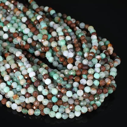 120pcs 3mm Natural Australian Jade Gemstone Beads Faceted Round Loose Stone Beads for Jewelry Making - color: Australian Jade, size: 2.8-3.3mm