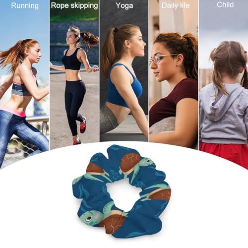 Spiral Hair Ties for Athletes Teal Sea Turtles, Secure Coil Scrunchies, No-Metal Ponytail Holders for Gymnastics, Yoga, and Dance - color: Style (858)