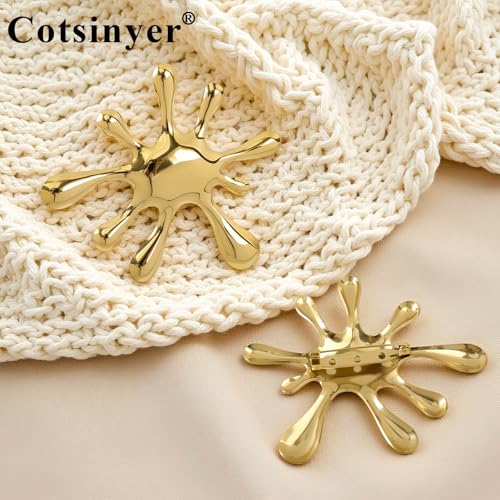 Stainless Steel Brooch Pin for Women & Men,Lapel Pin | Minimalist Statement Elegant Geometric, Sweaters Coat Suit Shawl Collar Shirt Coat Jacket Hat Dress Swim, Velvet Bag & Box - style: Splash-Gold