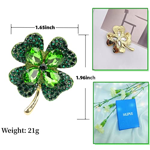 Lavender flower brooch crystal rhinestone tulip brooch elegant accessories jewelry women brooches and pins fashion jewelry wedding flowers lapel pin - color: Clover Leaf