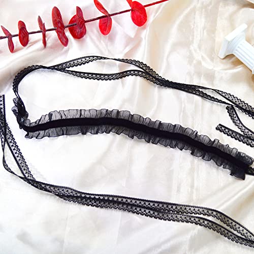 MOMOCAT Lace Choker Necklace for Women Bridal 90s Gothic Tatoo Choker Collar Kawaii Chocker Necklace Flower Ribbon Lolita Accessories - color: Black