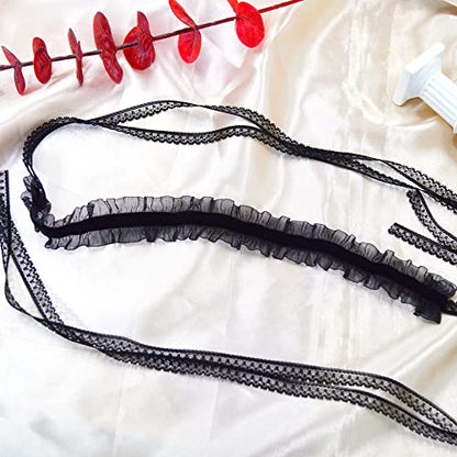 MOMOCAT Lace Choker Necklace for Women Bridal 90s Gothic Tatoo Choker Collar Kawaii Chocker Necklace Flower Ribbon Lolita Accessories - color: Black