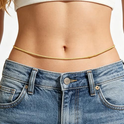 NEWITIN 4 Pieces Waist Chain for Women Gold Plated Adjustable Belly Chain Dainty Layered Summer Beach Body Chains Sexy Bikini Body Chains Jewelry Accessories for Women - color: 4 Pieces Gold Silver Classic