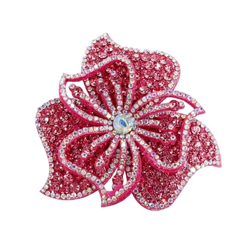 3.15" Bohemian Rhinestone Flower Brooch Pin for Women Laides Vintage Design Crystal Floral Brooches Lapel Pins Hair Clips for Clothes Elegant Wedding Christmas Party Dress Accessories Jewelry - color: Peach