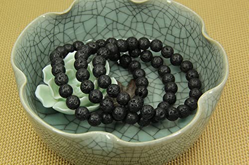 Angelstones Gemstones 8mm Round Beads Healing Crystal Bracelet for women | Natural Gemstone, Handmade Gifts for Women, Healing Crystal Round Beaded Stretch Bracelets, Unisex Jewelry for Women and Men - color: Lava