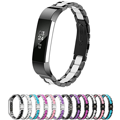 Compatible with Alta Bands Metal, Special Edition Replacement for Alta HR Stainless Steel Bands Adjustable Accessory Wristband Small Large for Alta Bracelet Women Men - color: C1-Black-White