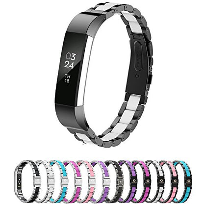 Compatible with Alta Bands Metal, Special Edition Replacement for Alta HR Stainless Steel Bands Adjustable Accessory Wristband Small Large for Alta Bracelet Women Men - color: C1-Black-White