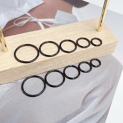 5Pairs Surgical Stainless Steel 16G Sleeper Cartilage Daith Tiny Small Hoop Earrings Mini Septum Hinged Clicker Nose Ring Helix Tragus Piercings Unisex Fashion Huggie Hoops Set 6-14MM - color: Black