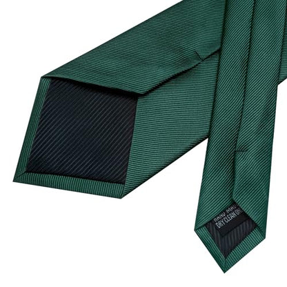 JEMYGINS Formal Necktie Solid Color Tie and Pocket Square with Tie Clip Lapel Pin Sets for Men 4PCS - color: Dark Green