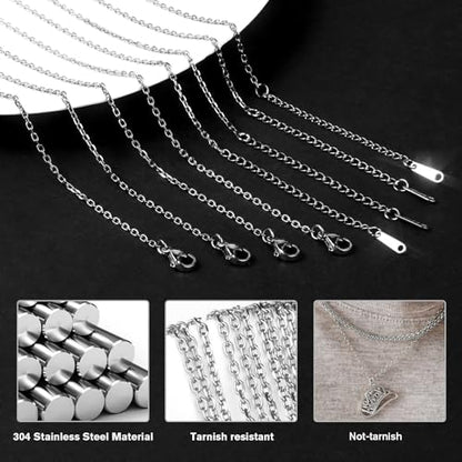 24PCS Stainless Steel Rolo Cable Chain Necklace Bulk for Jewelry Making | 1.5mm 18 inch Finished Stainless Steel Oval Cable Link Chains for Necklace DIY Craft - color: 1.5mm Stainless Steel