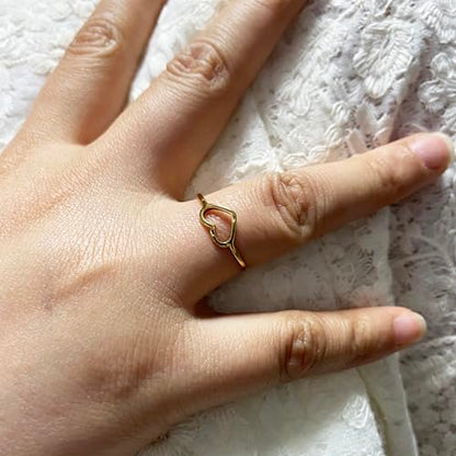 Love Plain Stacking Band Statement Wedding Promise Ring For Women | Stainless Steel, Cute Hollow Heart Design,Waterproof,Tarnish Resistant,Gift For Mother’s Day, Valentine’s Day, Christmas - color: Silver