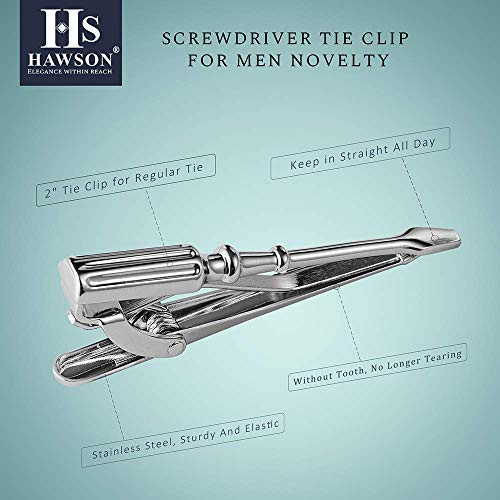 HAWSON 2 inch Tie Clip for Men-Novelty Sport Necktie Bar Clip,Tie Pin,Special Interesting Gift for Men - style: Screwdriver