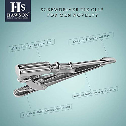 HAWSON 2 inch Tie Clip for Men-Novelty Sport Necktie Bar Clip,Tie Pin,Special Interesting Gift for Men - style: Screwdriver