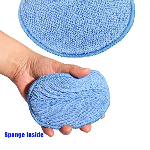FONAROLL Wax Applicator Pads Polishing Pads Microfiber Applicator Pad for Car Wax and Polishing (Blue 12Pcs) - color: Blue 12pcs