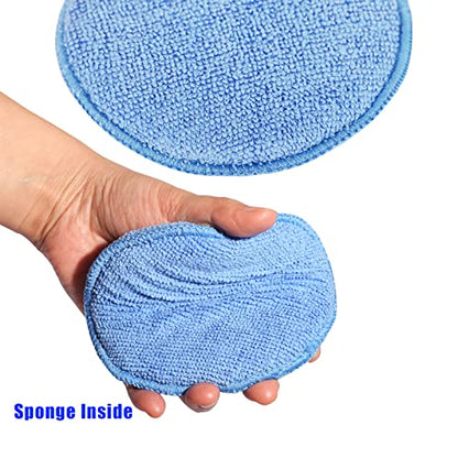 FONAROLL Wax Applicator Pads Polishing Pads Microfiber Applicator Pad for Car Wax and Polishing (Blue 12Pcs) - color: Blue 12pcs