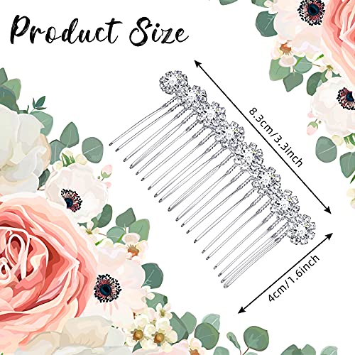 Geosar 4 Pieces Alloy Rhinestone Side Hair Combs Crystal Flower Clips Wedding Comb Bridal Jewelry Clips Combs French Hair Accessories for Women(Silver) - color: Silver