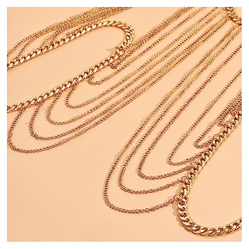 Summer Beach Harness Chest Body Chain Multi Layered Tassel Shoulder Body Chain Necklace Bikini Shoulder Arm Chain Bridal Wedding Backdrop Necklace Back Chain Jewelry for Women (Tassel)