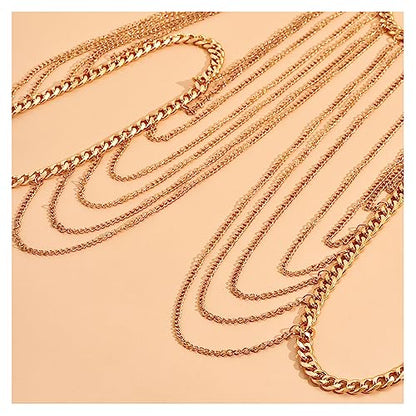 Summer Beach Harness Chest Body Chain Multi Layered Tassel Shoulder Body Chain Necklace Bikini Shoulder Arm Chain Bridal Wedding Backdrop Necklace Back Chain Jewelry for Women (Tassel)