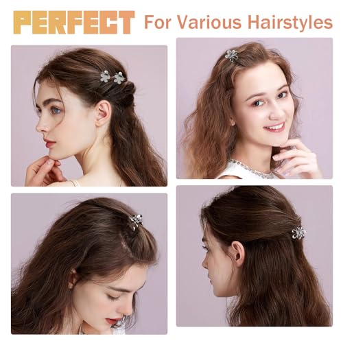 12PCS Small Metal Hair Claw Clips, Silver Mini Hair Clips for Thin Thick Hair, Cute Tiny Hair Clips, Little Flower Hair Jaw Clamps, Nonslip Bangs Pins Hair Accessories for Women Girls - color: Silver Flower