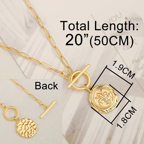 SOFYBJA Saint Benedict Necklace Drop 18K Gold Toggle Medallion Coin Cross Pendant Necklaces Religious Jewelry Catholic Gift for Women - color: Gold Iris