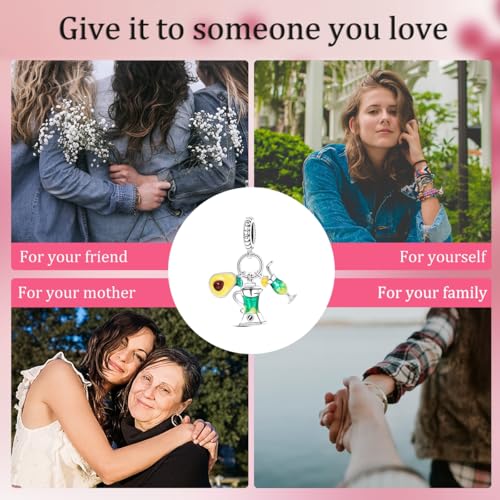 Hapour 925 Sterling Silver Charms for Bracelet Necklace Dangle Pendant Bead | Bear Charm, Elephant Zebra Cat Dream catcher Family Birthday European Jewelry Charm, For Women Mom - color: Avocado Juicer