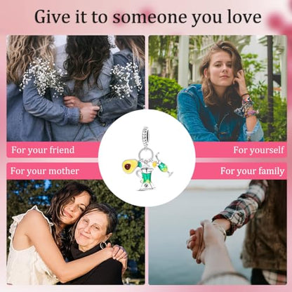 Hapour 925 Sterling Silver Charms for Bracelet Necklace Dangle Pendant Bead | Bear Charm, Elephant Zebra Cat Dream catcher Family Birthday European Jewelry Charm, For Women Mom - color: Avocado Juicer