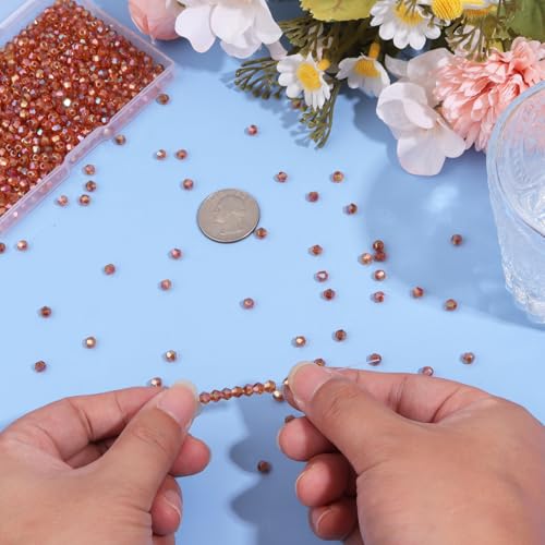 1000Pcs 4mm Faceted Crystal Glass Bicone Beads Loose Bead for DIY Bracelet Necklace Earring Keychain Jewelry Making,Amber AB - color: Amber AB