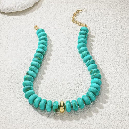 Chunky Beaded Necklace for Women Trendy Multicolor Resin Beads Choker Necklaces Boho Summer Statement Necklace Chunky Heart Jewelry - color: Chunky bead necklace-blue