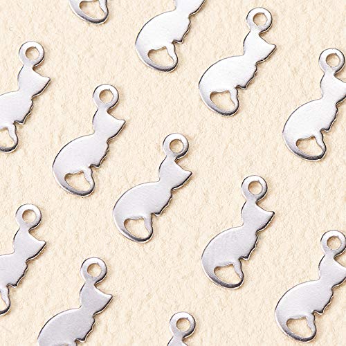 LiQunSweet 20 Pcs 304 Stainless Steel Tiny Double Side Charms Cat Pet Animal Small Pendants for Jewelry Making Earrings Necklace Bracelet DIY Crafting - 13x5.5mm - color: Cat Charms_13mm
