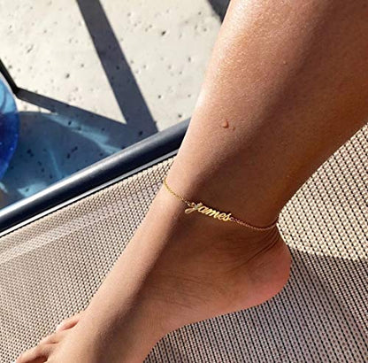 Ankle Bracelet for Women Personalized Name Anklet 18K Gold Plated Custom Dainty Anklet Bracelet Beach Jewelry for Girlfriend - color: Style 01