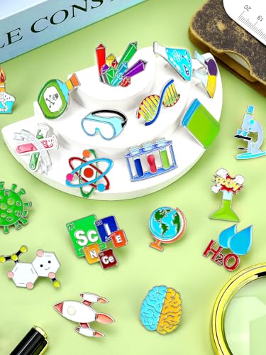 JUNEBRUSHS 28 pcs Science Enamel Pins Funny Scientist Laboratory Themed Brooch Lapel Pins for Party Decorations Gift Supplies Clothes Backpacks Decor Accessories - style: Science Enamel Style