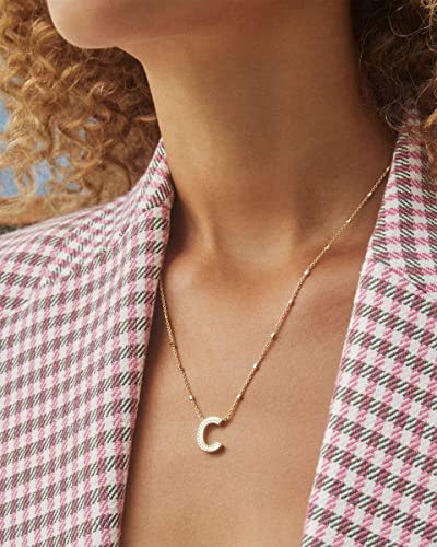 Kendra Scott Letters A-Z Pendant Necklace for Women, Fashion Jewelry, 14k Gold-Plated Brass - color: Letter C