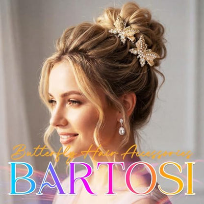 BARTOSI Gold Butterfly Hair Clips Fancy Small Hair Clip Butterfly Hair Accessories for Women and Girls (Pack of 2) - color: Gold