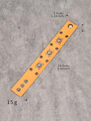 Jeilwiy Punk Leather Wristbands for Men Bracelets Handmade Wide Cuff Bangle Braided Jewelry Black Brown Adjustable - Punk Father's Gifts - color: HGB150-Orange