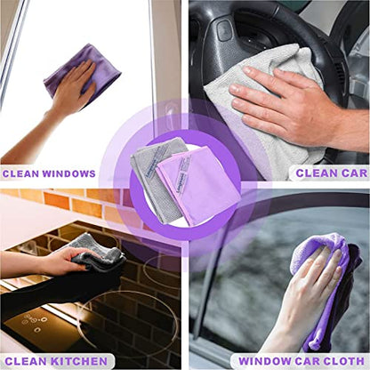 Longmann NorwexWindow Cleaning Cloth, Glass Cloth, Only Use Water, No Chemical Needed, Streaks Schatches Free, Just Add Water (Purple 1 Pack) - color: Purple 1 Pack
