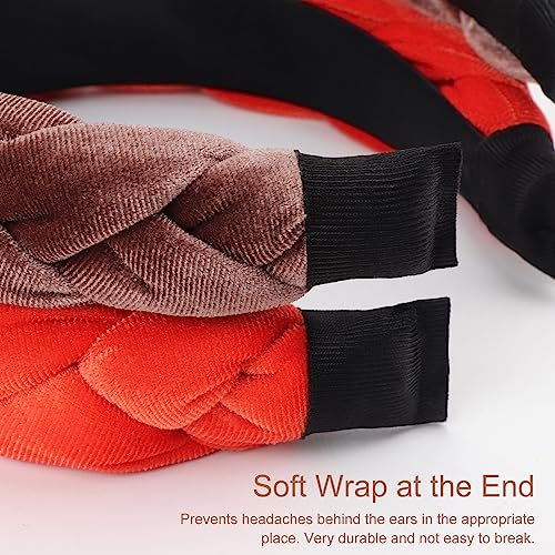 DRESHOW Braided Headbands for Women Velvet Hair Hoop Elastic Criss Cross Hair Bands Accessories - color: 01 Pc Velvet Braided: Brown