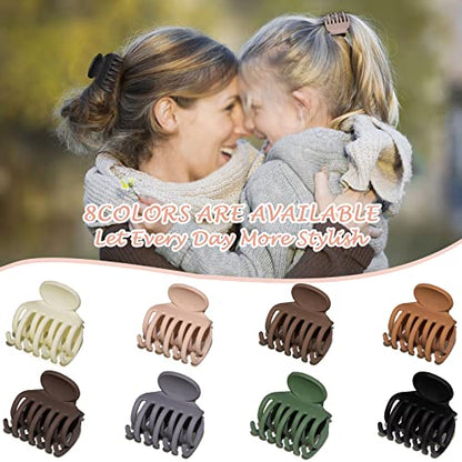 1.6" Matte Small Double Row Teeth Hair Clips for Women Hair Claw Clips | Nonslip Strong Hold Jaw Clamps for Thin, Fine & Thick Hair - color: Neutral Color