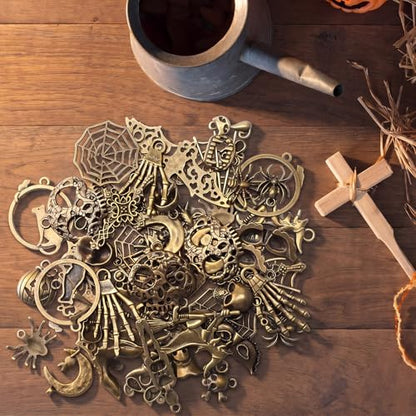 Hicarer 80 Pieces Antique Silver Pendants Gothic Charms Halloween Charms Pendants Jewelry Making Accessory for DIY Necklace Bracelet - style: Bat