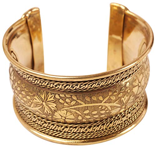 Touchstone Indian Bollywood Desire Brass Base Exotic Workmanship Free Size Cuff Bracelet in Antique Gold Or White Or Copper Tone for Women. - style: D059 Antique Gold 4