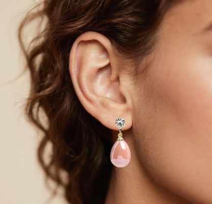 Pearl Clip on Earrings for Women - 14K Gold Silver Plated Cubic Zirconia Non Pierced Ear Clips Jewelry Gifts for Wedding Bridal Party Gifts - color: Pink-10mm