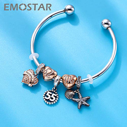 EMOSTAR Jan-Dec Birthstone Charms fits European Birthday Bracelet, Dangle 925 Sterling Silver Heart Shaped Pendant with 12 Months Birthstones, Gifts for Mom/Women - color: November Birthstone