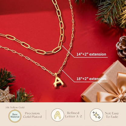 adoyi Dainty Heart Initial Necklaces 14K Gold Plated Layered Letter A-Z Pendant Necklace Stack Trendy Jewelry Birthday Valentines Gifts for Women Jewelry - color: Gold-Letter, style: N