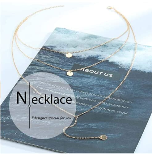 Fashion Layered Long Necklace Coin Pendant Necklace Chain Charm Necklace Jewelry for Women Over 15 years old
