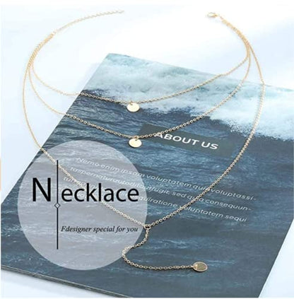 Fashion Layered Long Necklace Coin Pendant Necklace Chain Charm Necklace Jewelry for Women Over 15 years old