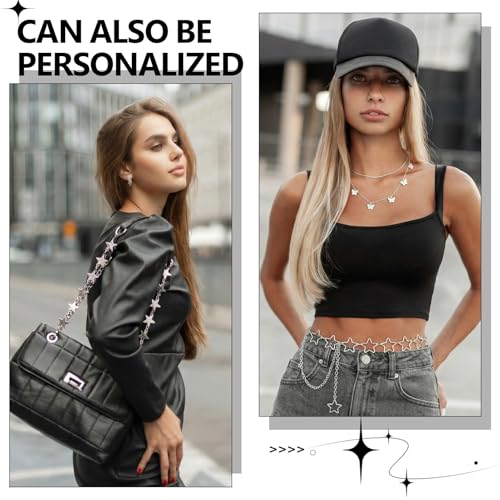 JATEBI 8 Pcs Waist Belly Chain Belt for Women Body Chains Jeans Pants Chain Adjustable Bikini Belly Chain Boho Layered Summer Skinny Beach Belly Jewelry Accessories