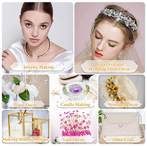 Pearl Beads for Craft, Anezus 2000pcs Ivory Faux Fake Pearls, 4 MM Small Sew on Pearl Beads with holes for Jewelry Making, Bracelets, Necklaces, Hairs, Crafts, Decoration and Vase Filler - size: 4 MM