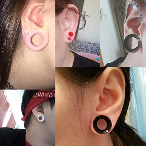 OUFER 20PCS Soft Silicone Ear Gauges Marble Pearlized Flesh Tunnels Plugs Stretchers Expander Double Flared Flesh Tunnels Ear Piercing Jewelry - color: 1/2"(12mm)