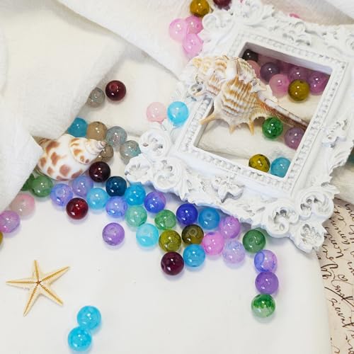 1200PCS 8mm Glass Beads Bracelet Making Kit, 24 Colors Crystal Beads for Jewelry Making, 2 Box Cataclastic Lineation Beads Suitable for Beginners - color: 2 Box