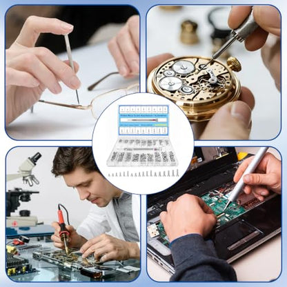 500Pcs Micro Screws Assortment Kit, 18 Sizes M1.2 M1.4 M2 Tiny Screws | for Glasses, Watches, Laptop, Electronics Repair, Stainless Steel, with Screwdriver