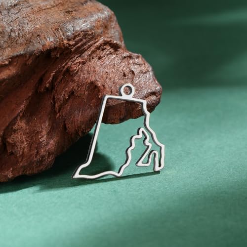 kkjoy 5Pcs Hollow Continents Maps of USA Pendant Charms for Jewelry Making and Crafting, Stainless Steel Mini Charm Craft Supplies Accessories for DIY Bracelet Necklace Earrings - color: Hollow Rhode Island Map - Silver